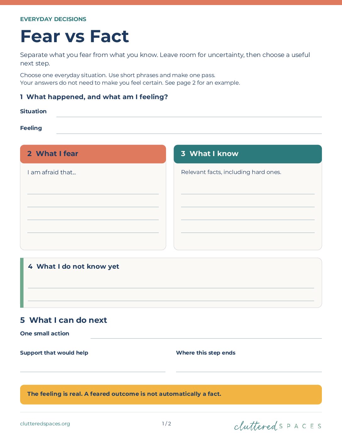 Fear vs Fact — Guided Journal Pages: original page 1 preview
