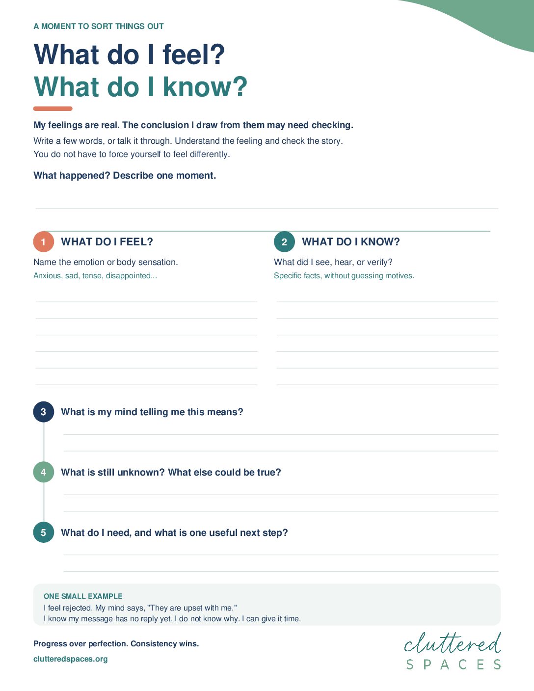 What do I feel? What do I know? — Guided Journal Page: original page 1 preview