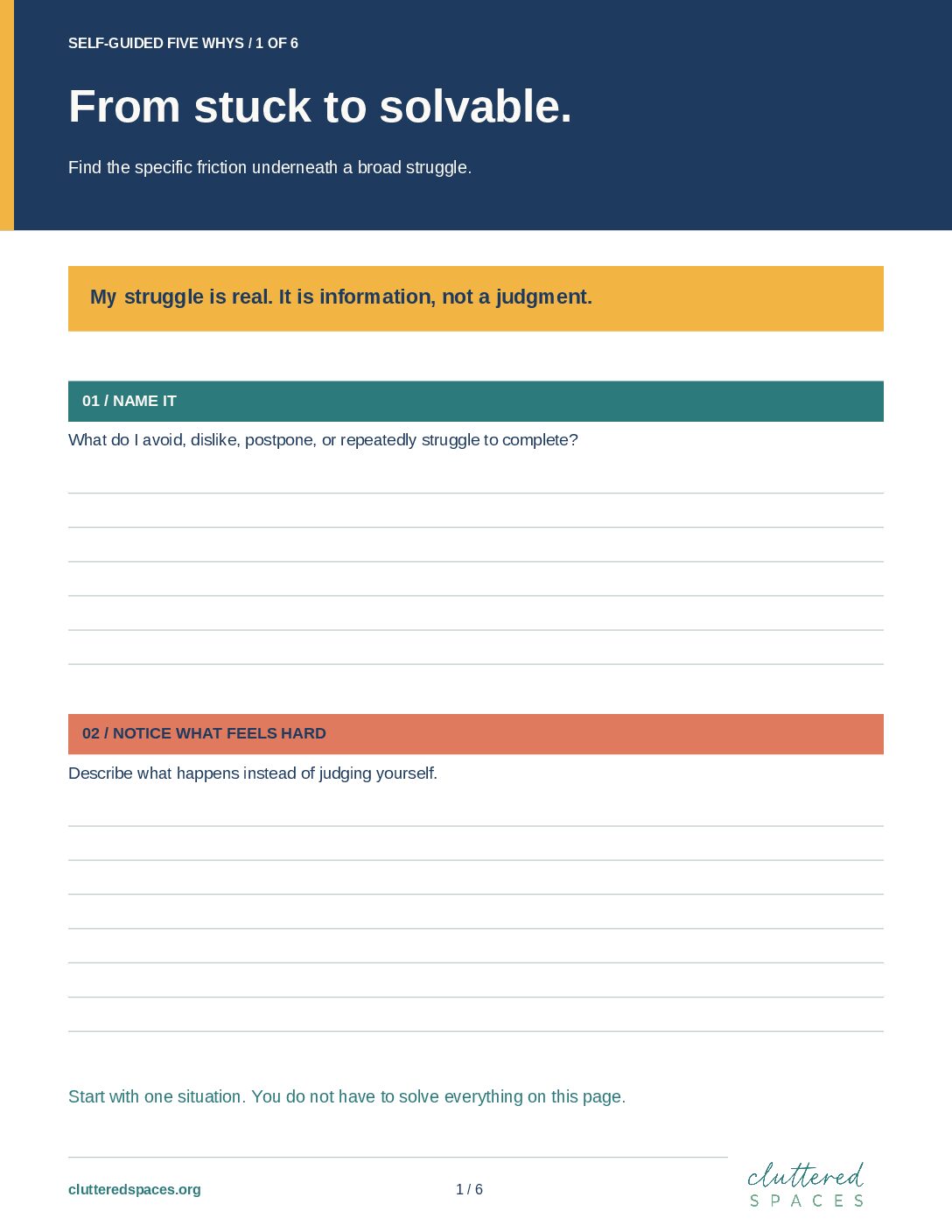 Self-Guided Five Whys — Guided Journal Pages: original page 1 preview
