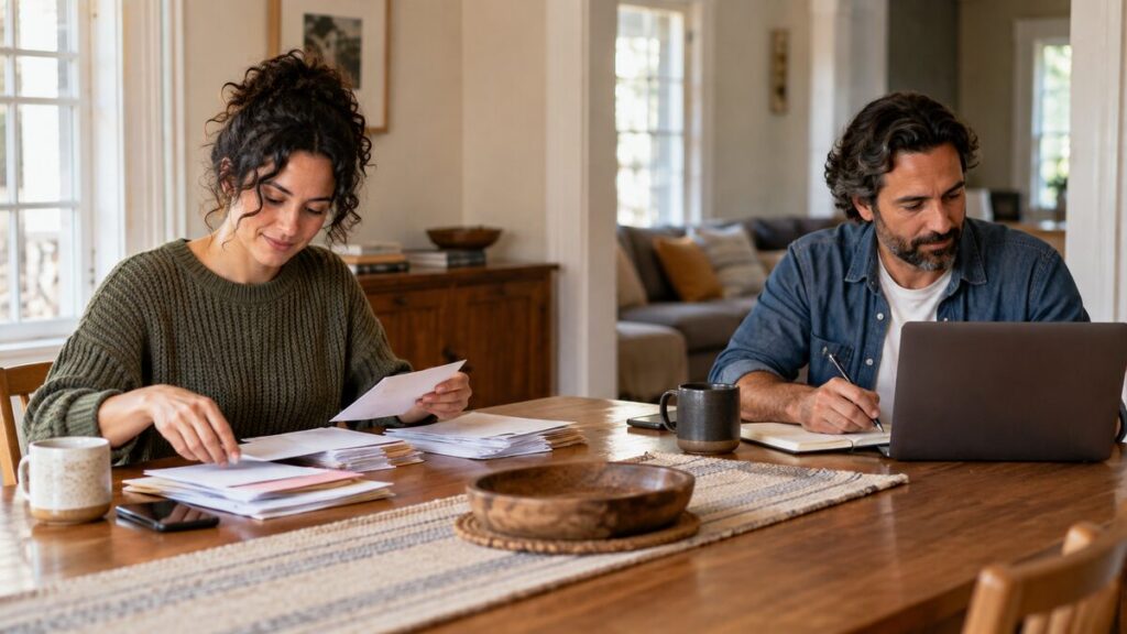 Two people work side by side at home, using shared presence to make starting easier