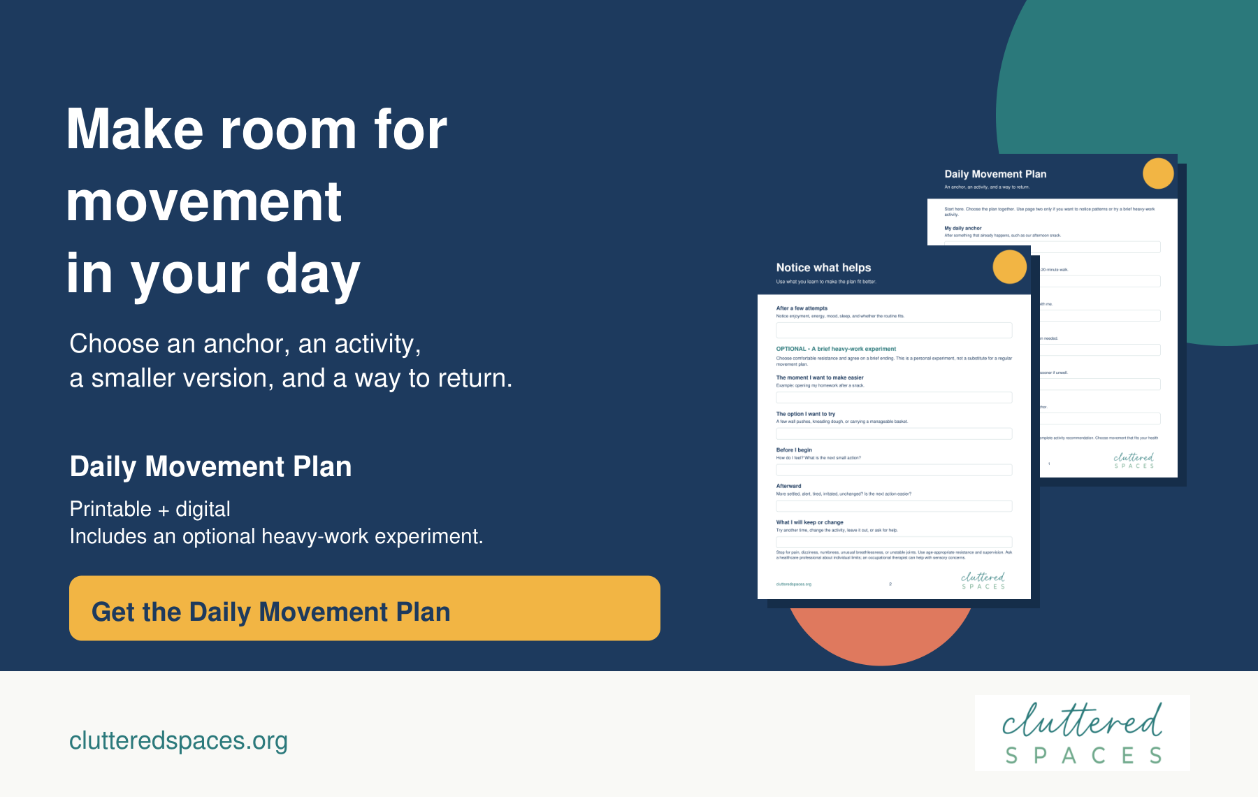 Get the Daily Movement Plan, printable and digital, with an optional heavy-work experiment.
