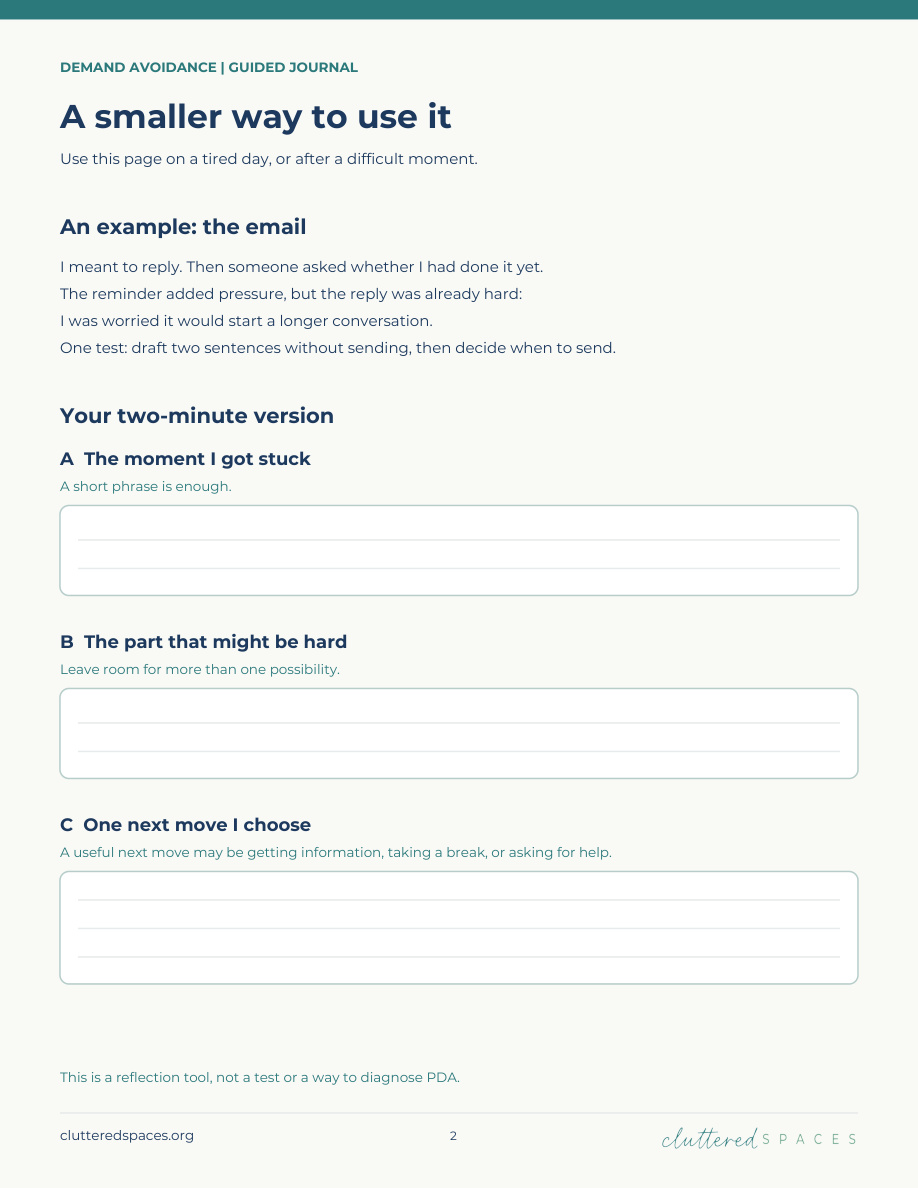 Adult demand avoidance guided journal pages: original page 2 preview