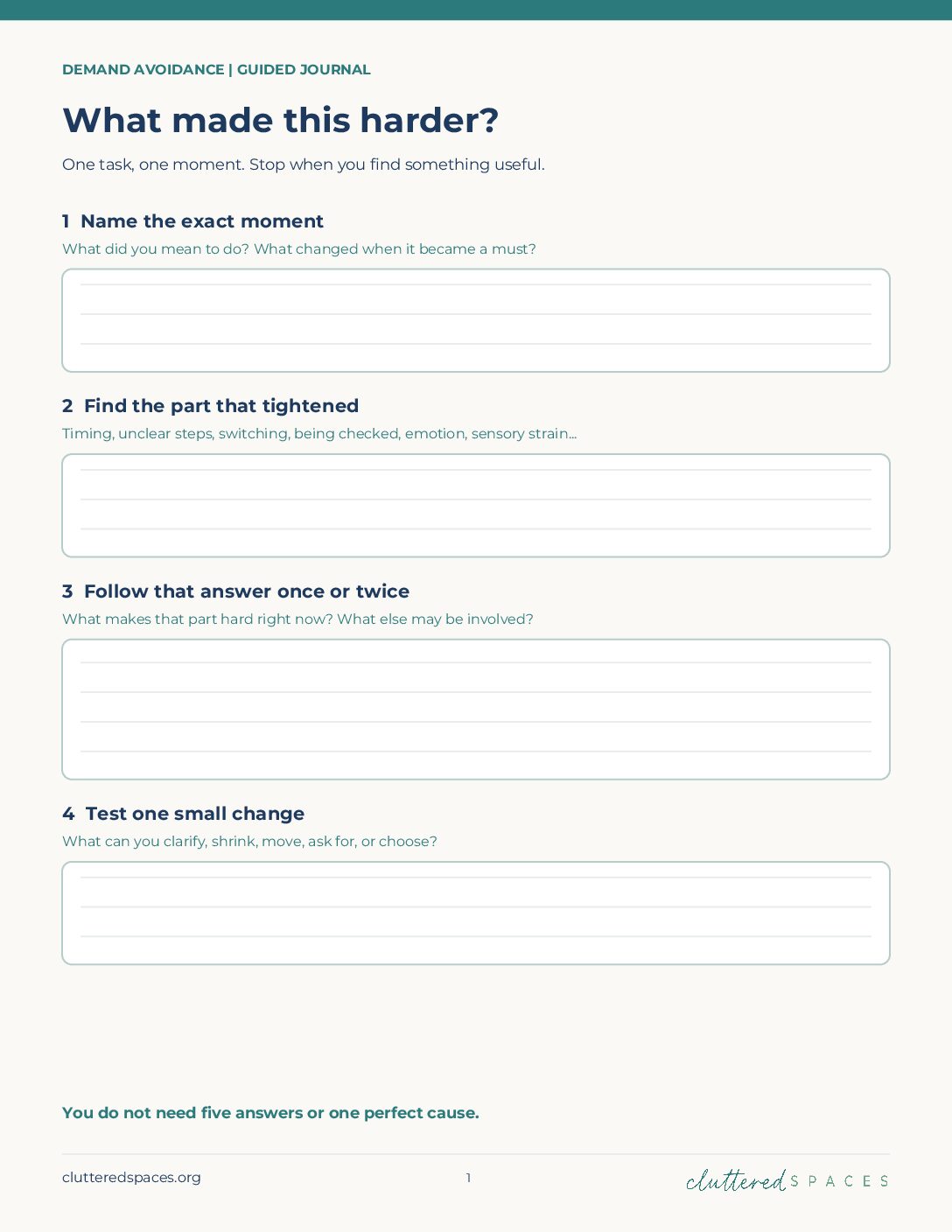 Adult demand avoidance guided journal pages: original page 1 preview