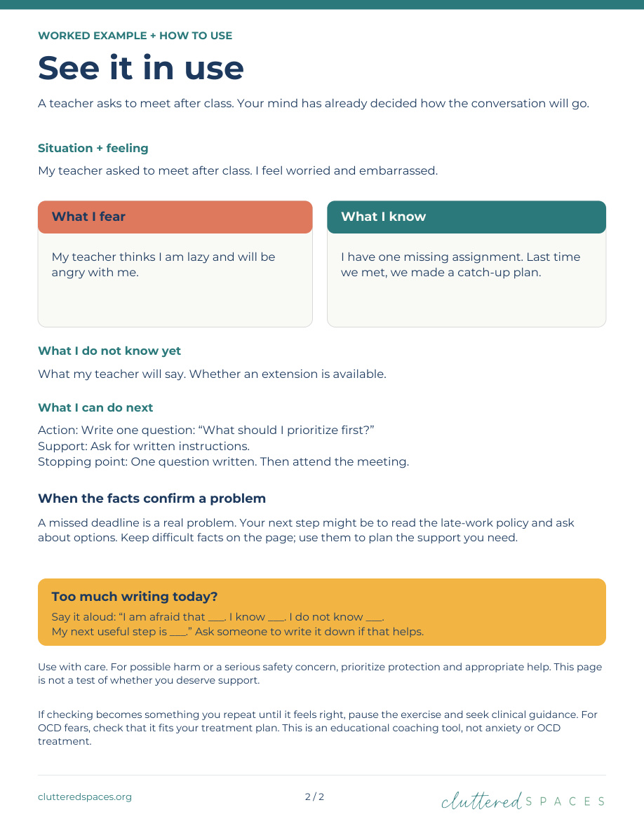 Fear vs Fact — Guided Journal Pages: original page 2 preview