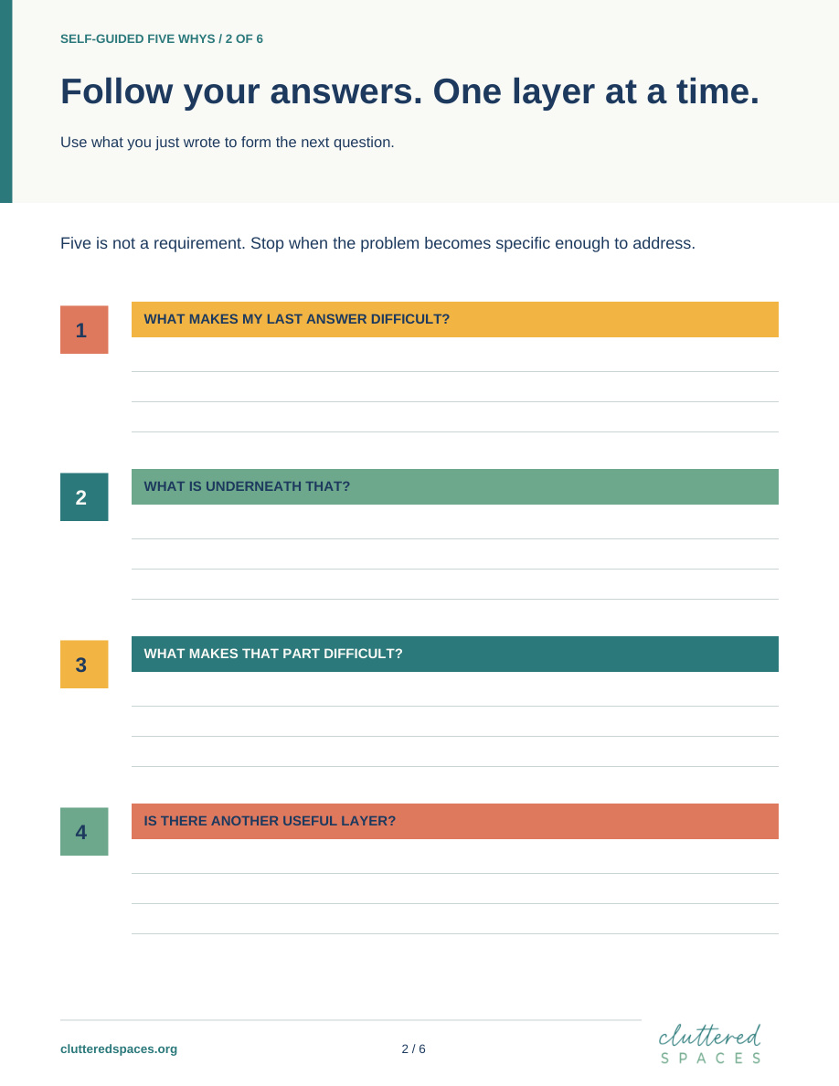 Self-Guided Five Whys — Guided Journal Pages: original page 2 preview